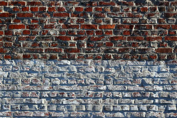 red and blue brick wall